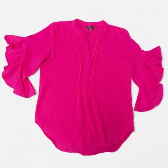 Vince Camuto Tops - Vince Camuto Hot Pink Ruffle-Sleeve Blouse